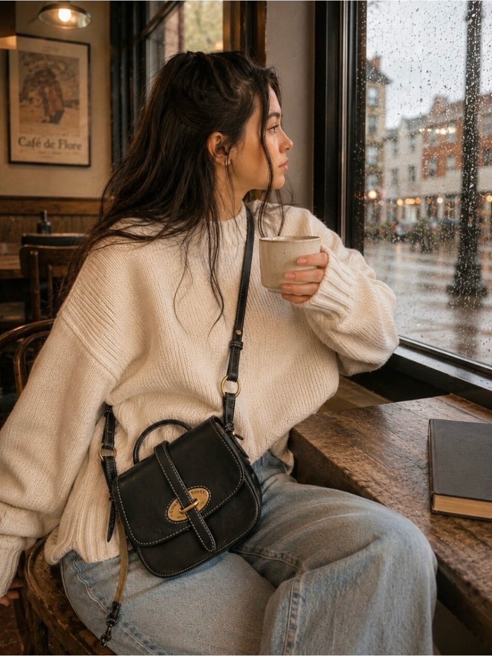 Dooney & Bourke 1975 Vintage Leather Crossbody Saddlebag Black